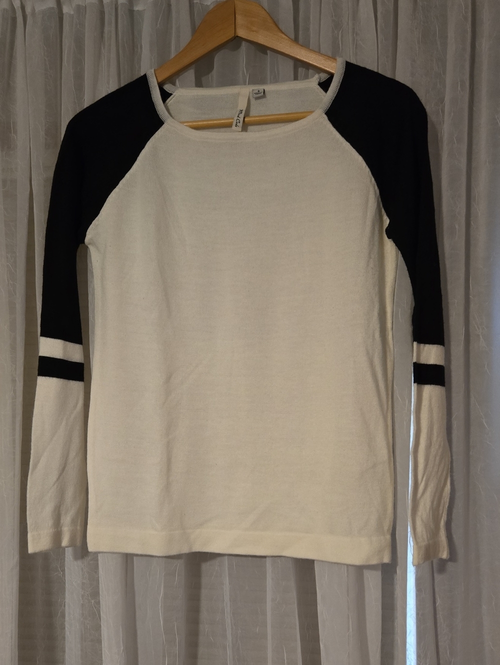 Women's Long Sleeve Raglan Tee in White and Black